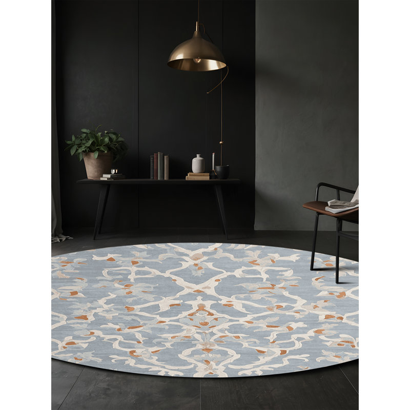 Tapis gris lavable à la machine, Rond 6 pi