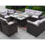 Ensemble de conversation en osier / rotin pour 8 personnes avec coussins mixtes beige et gris
