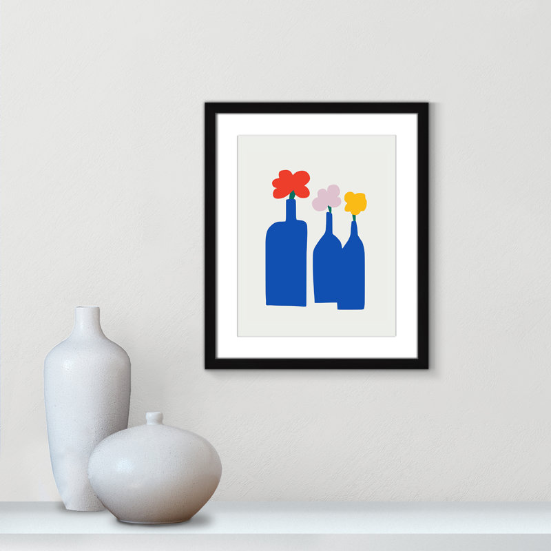 «Bold Blooms Trio Print» par Dean, L 16 po x H 19 po, Matted Print, Noir satiné