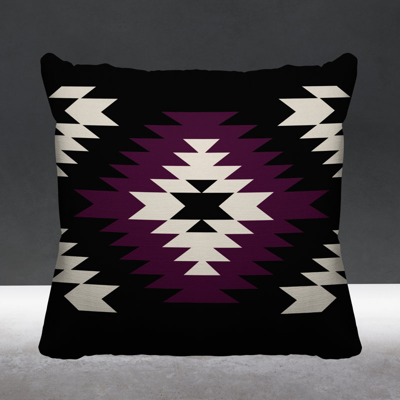 Coussin décoratif intérieur / extérieur Southwestern, L 19 po x H 19 po, Mauve