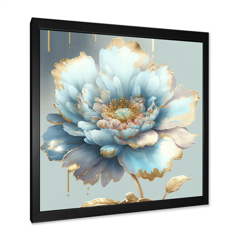 «Chic Blue Blooming Flower IV - Floral», reproduction sur toile encadrée, H 30 po x l 30 po x P 1 po
