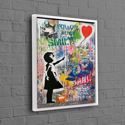 Stunning Banksy Girl Graffiti Art on Canvas Featuring a Modern 3D Abstract Print of Balloon Girl for an Aesthetically Pleasing Wall Decor Addition