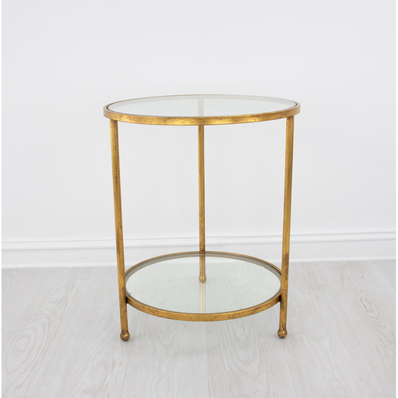 Lilia End Table, Antiqued Gold Leaf