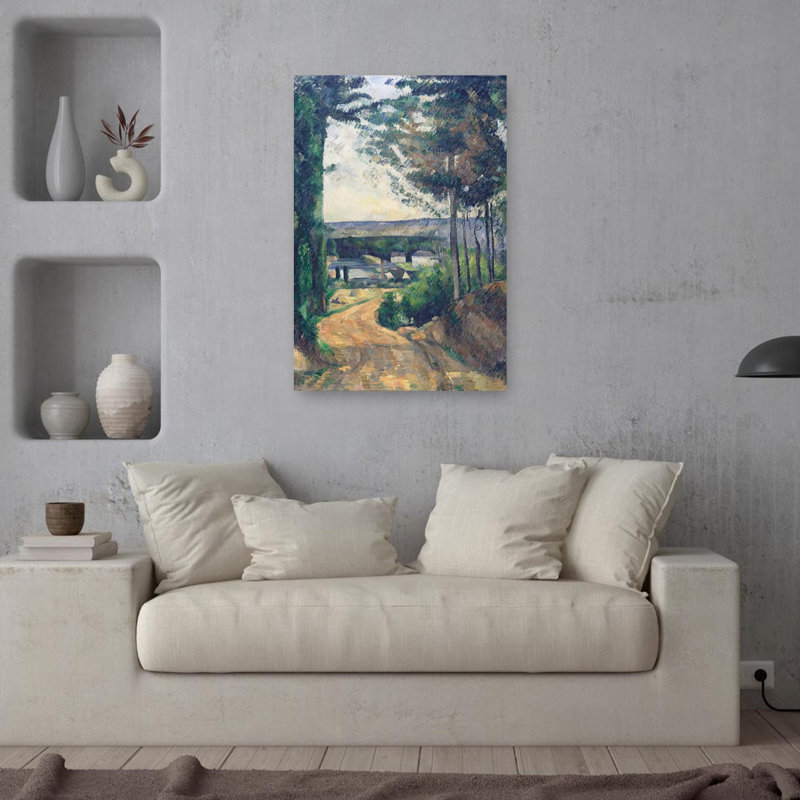 Chemin menant au lac, 1880 - Impressionnisme abstrait contemporain - Paysage arboré, H 36 po x l 24 po