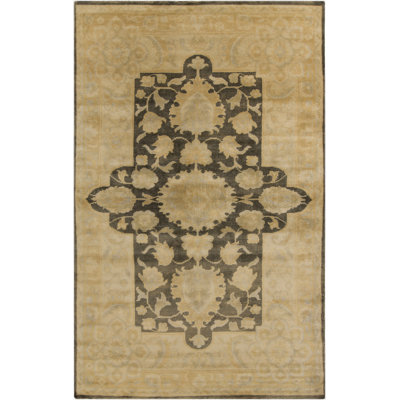 Tapis crème / gris clair en laine noué à la main Bayles