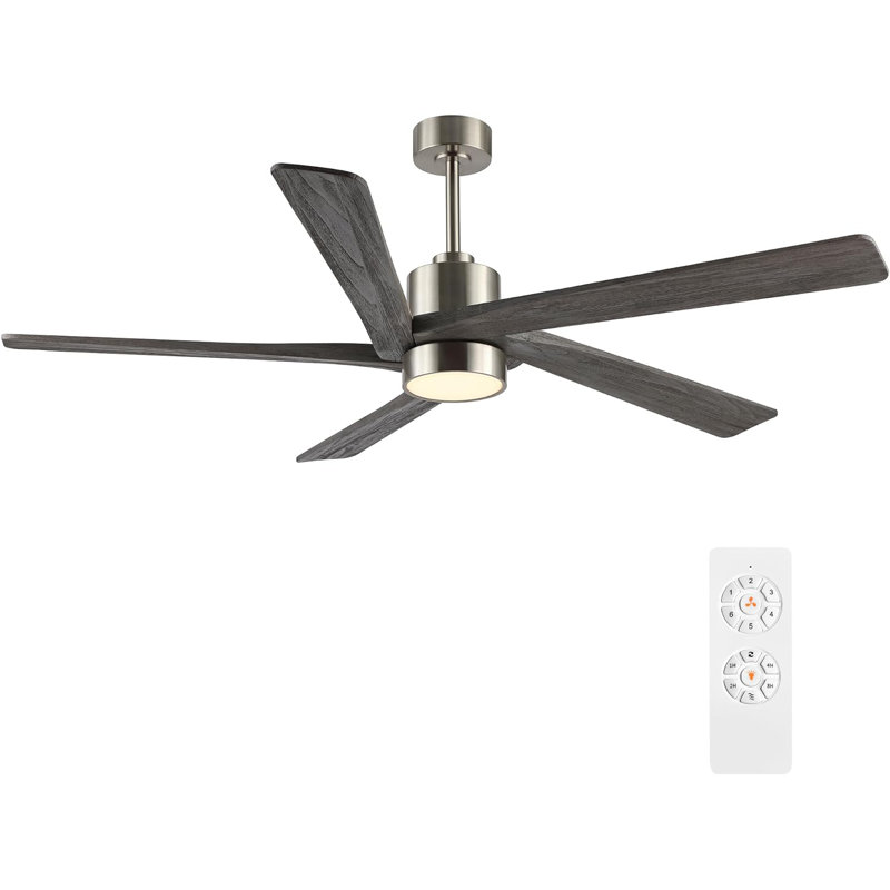 Sheran 72'' Ceiling Fan with LED Lights, Brushed Nickel with Gray Blades