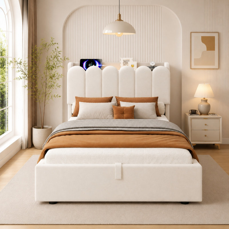European Single (90 x 200 cm) Bed Frame, Beige