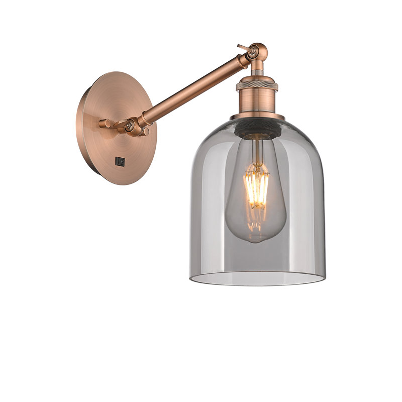 Odaniel Steel Armed Sconce, Light Smoke, Antique Copper