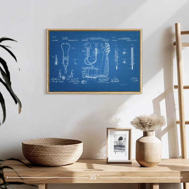 Matériel médical brevet bleu, Cadre flottant en bois naturel, 19 po x 13 po
