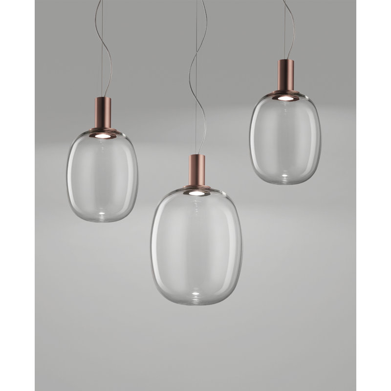 Riflesso 1 - Light Pendant, Matte Copper, Crystal Transparent, 91" H x 7" W x 7" D