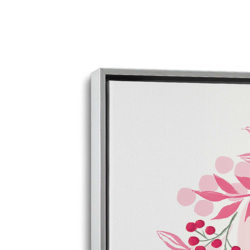 «Pink Wreath» par Cat Thurman Designs, reproduction d'art, L 36 x H 36, Argent, Toile avec cadre