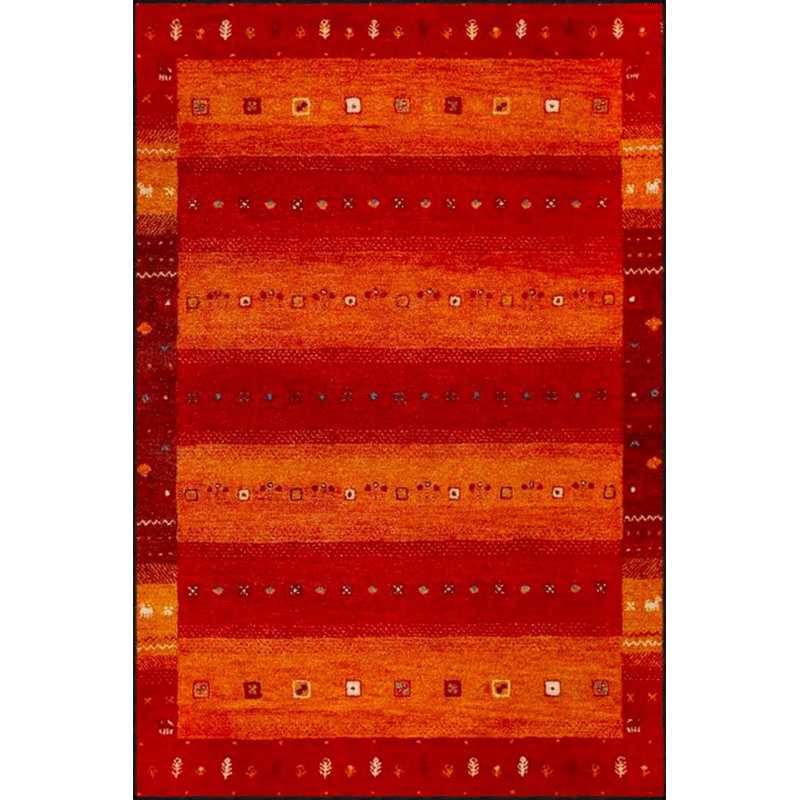 Tapis tissé à bordure rouge avec bordure tissée et tapis lavable, Rectangle 4 pi 7 po x 6 pi 7 po