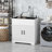 30-inch Laundry Sink With Standing Storage Cabinet & Hot/cold Faucet, Kitchen Utility Sink Cabinet With Stainless Steel Double Sinks & Drain Basket, Pull-out Faucet