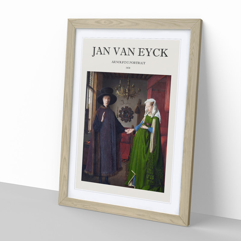 Arnolfini Portrait by Jan van Eyck - Picture Frame Graphic Art, Oak Framed, 65cm H x 48cm W x 2cm D