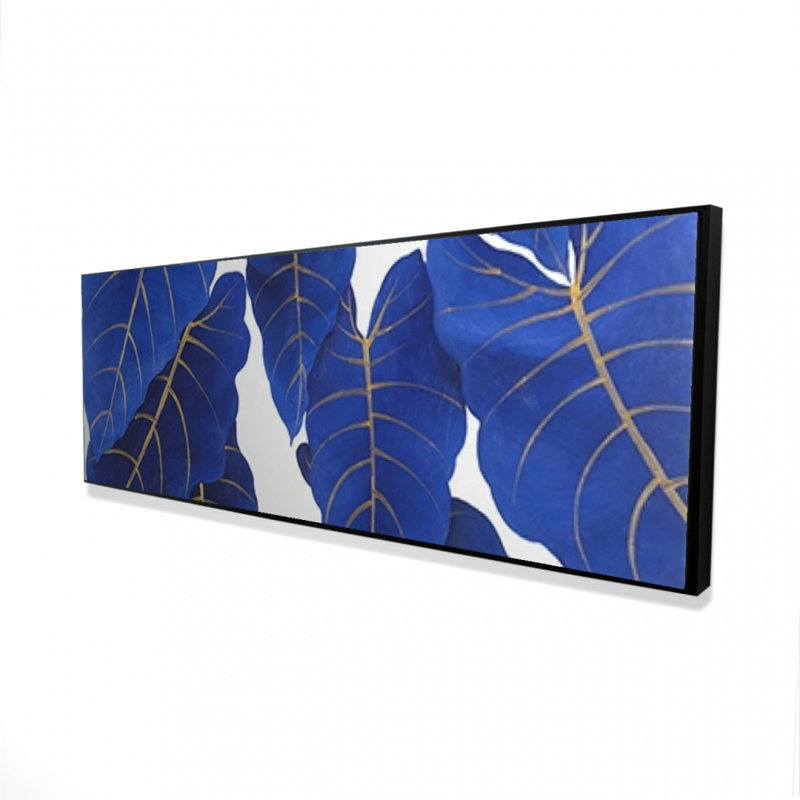 Feuilles bleues tropicales abstraites tropicales - décor de toile florale classique, H 21,25 po x l 61,25 po