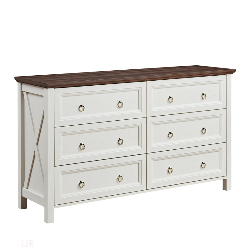 Commode large, commode rustique, commode campagnarde, Noyer/blanc
