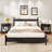 2 PCS Nightstand with Drawer 3-Tier Modern Bedside Table with Open Shelf Storage Black-1281531446-1281531440