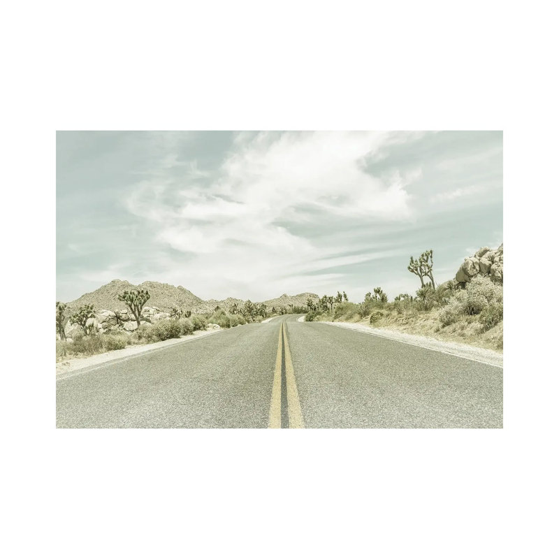 Vintage Joshua Trees and Country Road 1 Piece Wrapped Canvas Wall Art, 20.32 cm H x 30.48 cm W