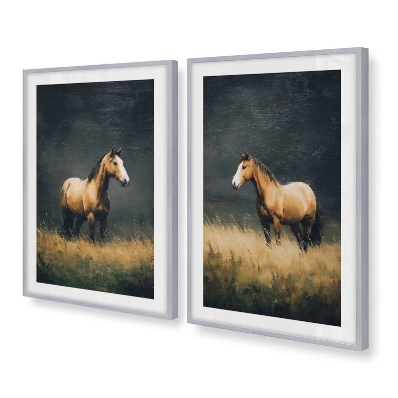 «Stand Tall Buddy», ensemble de 2 impressions, 48 po x 32 po, Impression encadrée, Chrome poli