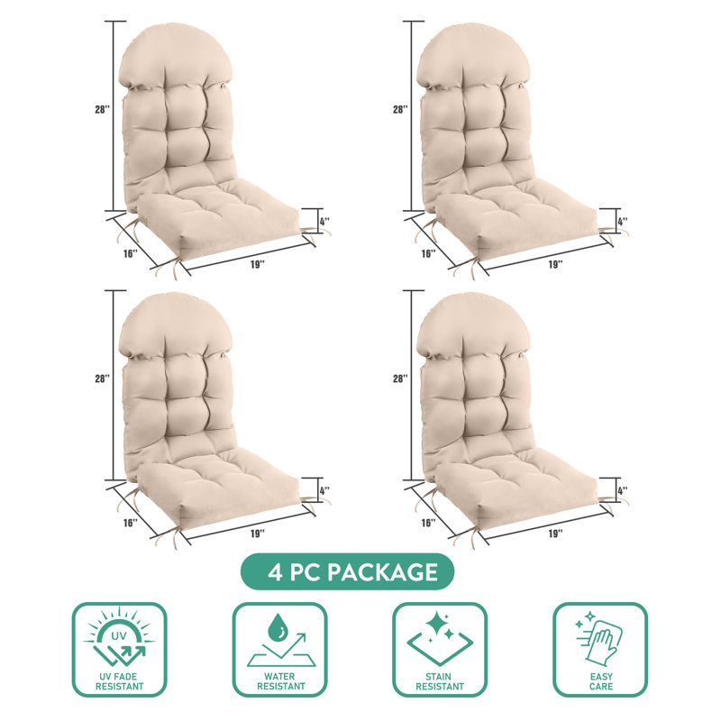 4 PCS Outdoor Adirondack Chair Seat and Back Cushion, Brown