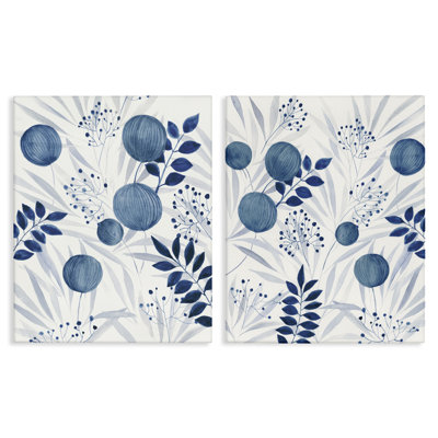 "Blue Toned Plant", ensemble de 2 reproductions d'art sur toile, par Hannah Dawson