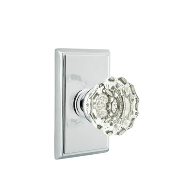 Emtek Passage Knobset w/ Rectangular Rosette and Astoria Glass Knob