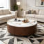 Table basse ronde avec 2 tiroirs