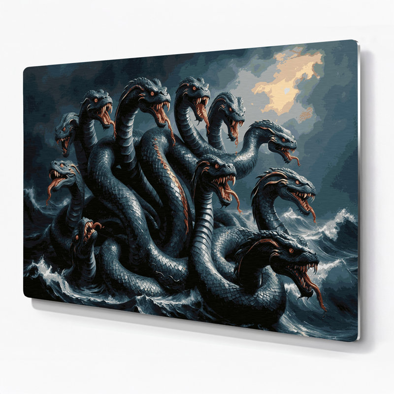 SciFi Hydra multi headed serpent Black Metal Wall Art