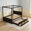 Lit plateforme à baldaquin en bois avec lit gigogne simple et tiroirs de rangement-1463520-1463527