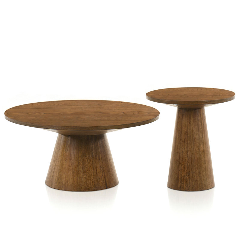 Ensemble de tables basses et de tables d'appoint rondes l 36 po Astromeritis, Brown, 2 Pieces: Coffee Table, End Table