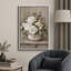 Œuvre crème pivoine crème dans une urne rustique, images de chambre à coucher, impression sur toile encadrée-132063913-132063915