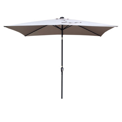 Parasol d'extérieur à DEL solaire 10 x 6,5T avec manivelle et bouton poussoir inclinable pour la cour