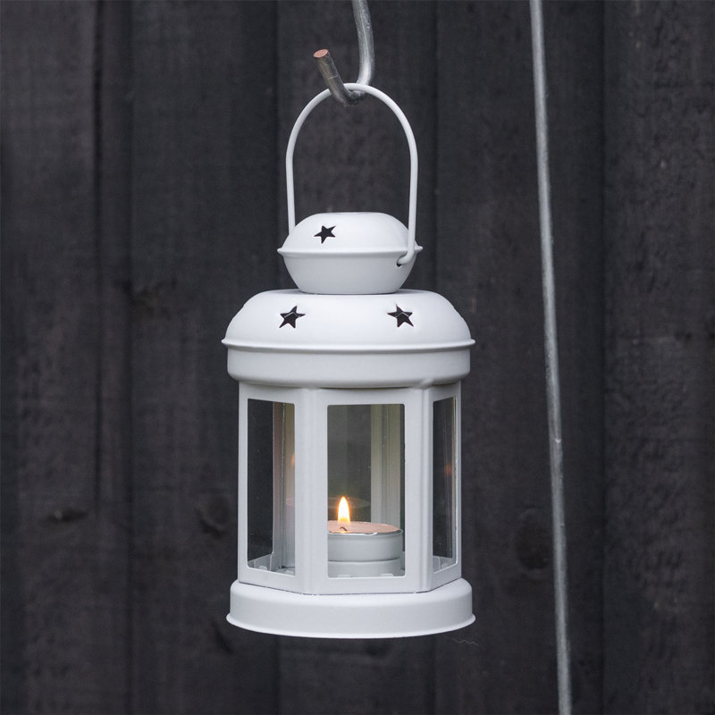 Nicola Spring - Metal Hanging Tealight Lanterns, 1, Blue, 16" H x 10" W x 10" D