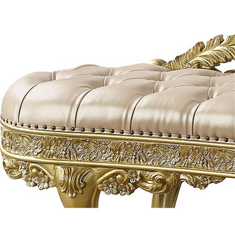 Banc Cabriole en cuir synthétique doré clair et finition dorée
