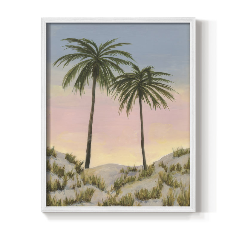 Sunrise Palms I, reproduction encadrée - bois massif, H 30 po x l 24 po, Blanc