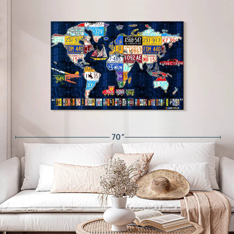 Aliaz World Map Augustine, 30" H x 45" W