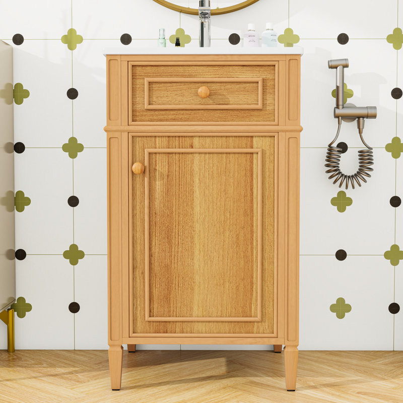 Meuble-lavabo de salle de bain avec lavabo, tablette réglable et tiroir inclinable