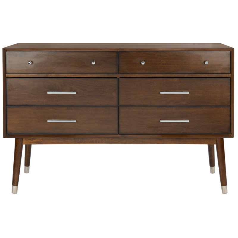 Commode 6 tiroirs Zack, Noyer / argenté