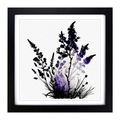 Lavender Flower Silhouette No.1 - Single Picture Frame Print on Wood