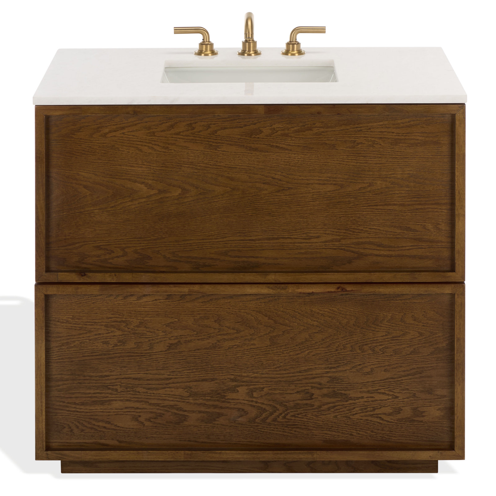 Hudson 36" Genuine Marble Single Bathroom Vanity, Medium Oak