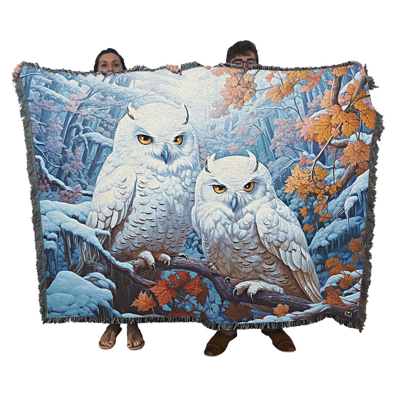 Jeté en coton Pure Country Weavers, Harfang des neiges hiver