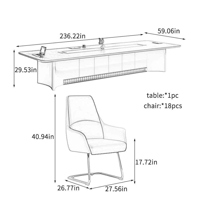 Ensembles de table de conférence Premium Premium, H 29,53 po x L 236,22 po x l 59,06 po