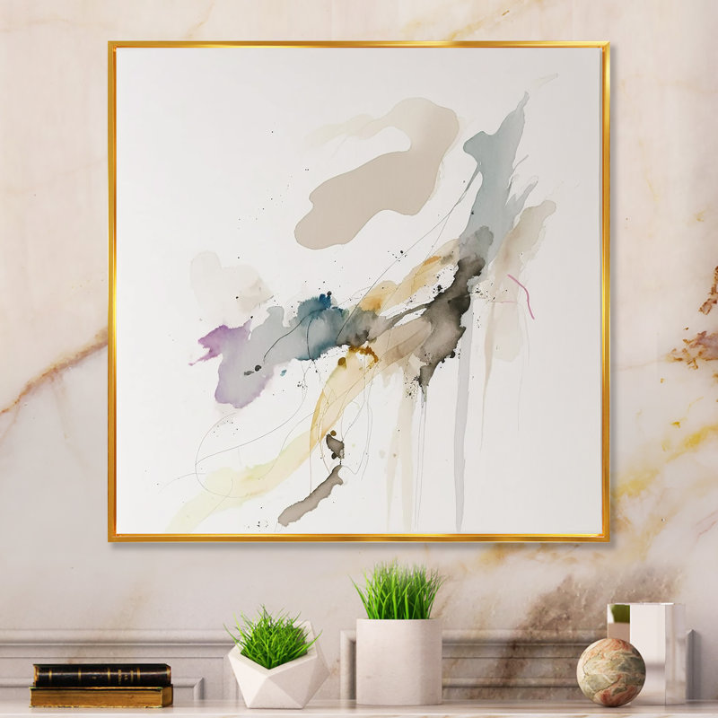 Touched By Mustard - jaune et gris ultime I - reproduction sur toile, H 16 po x l 16 po x P 1 po
