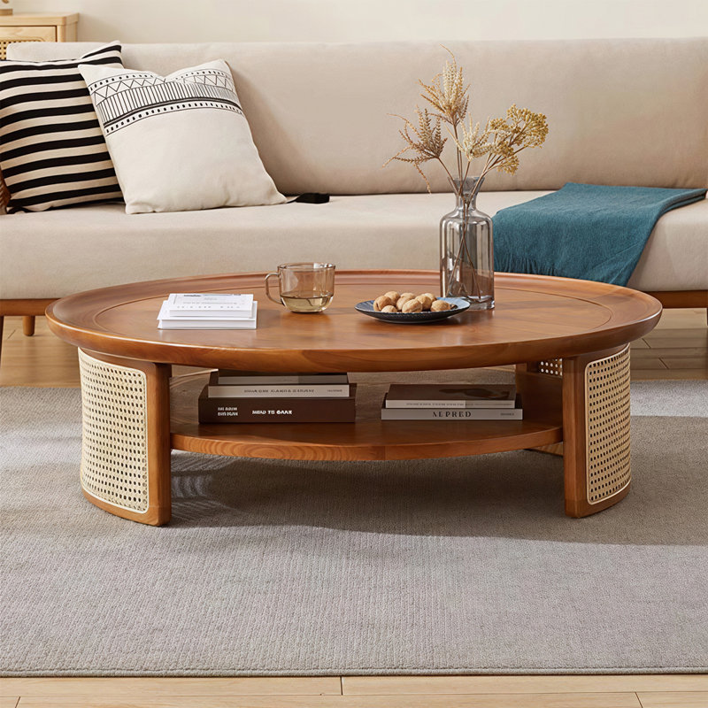 Table basse ronde en bois de cerisier