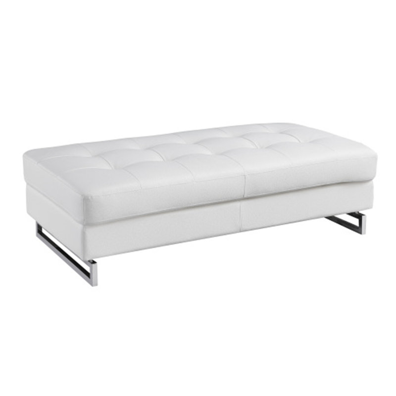 Repose-pieds en cuir véritable Global United, Blanc