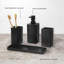 Ensemble complet d'accessoires de salle de bain, ensemble complet de meuble-lavabo pour salle de bain 4 pièces, pompe à savon, gobelet, porte-brosse à dents et plateau (noir mat) inclus