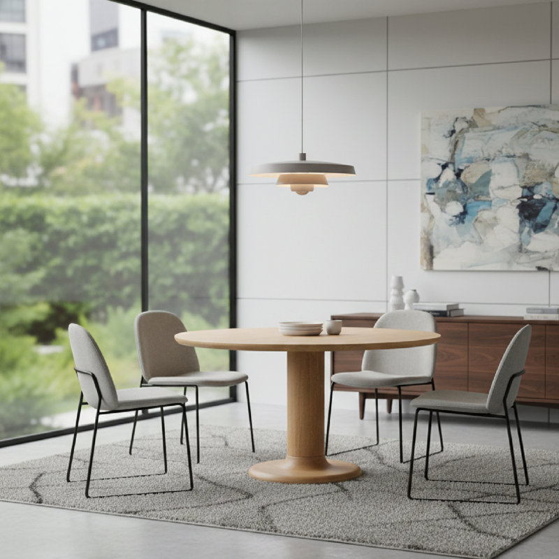 Coco Round Solid Wood Dining Table, Natural