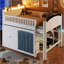 Lit mezzanine double avec rangement, garde-robe et éclairage à DEL, conception peu encombrante-2036134973