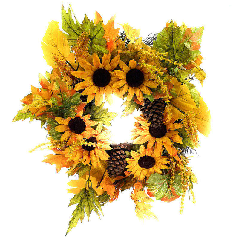 Faux Sunflower Polyester 20'' Wreath