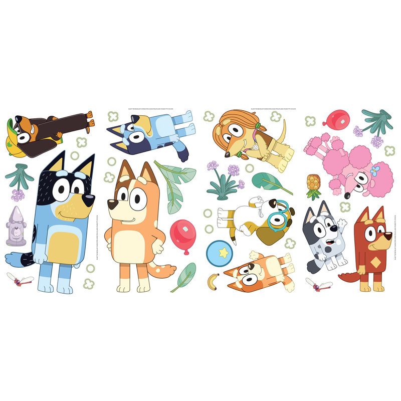 Bluey Family & Friends Peel and Stick Wall Decals Set